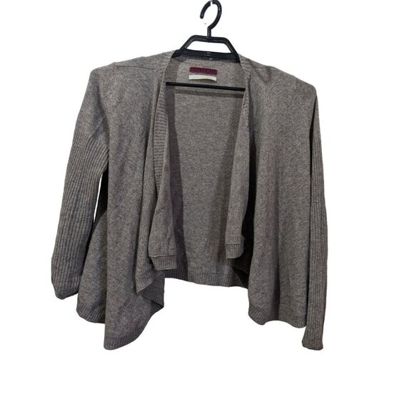 Velvet Gray Open Front Cardigan S 100% Cashmere Soft Cozy Womens Sweater Ribbed - Picture 1 of 7